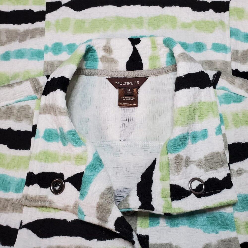 Multiples Textured Stripe Button 3/4 Sleeve Blazer Jacket M - Picture 5 of 10